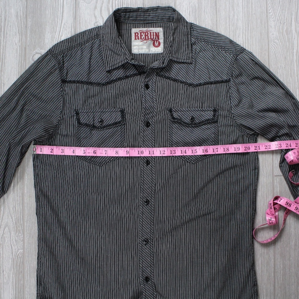 Rerun Western Embroidered Black Stripe Sz Medium - Picture 5 of 8